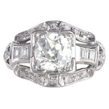 Platinum Diamond Old Mine Cut Engagement Ring