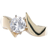 Anillo solitario de talla baja con diamantes en oro amarillo de 14 quilates, 1,00 quilates