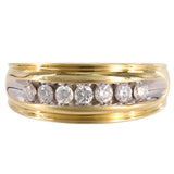 14k Two Tone Gold Channel Set Diamond Band For Men