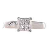 Anillo de oro blanco de 14 quilates con diamantes para mujer, 0,42 quilates