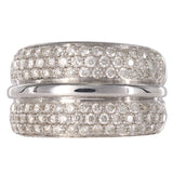 18K White Gold Wide Multi Row Cluster Diamond Band Ring