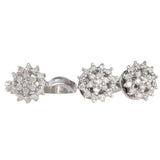 14K White Gold Diamond Earrings And Diamond Cluster Ring