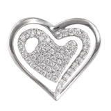 Colgante de dos corazones con diamantes en oro blanco de 18 quilates