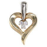 14K Two-Tone Solid Gold Diamond Heart Pendant