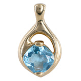 14K Yellow Gold Big Blue Topaz Charm Pendant