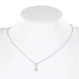 14K White Gold Diamond-Cut Ball Chain With Dainty Triangle Diamond Pendant Necklace