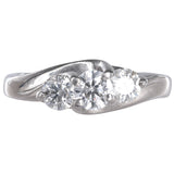 14K White Gold Diamond 3 Stone Anniversary Wedding Ring