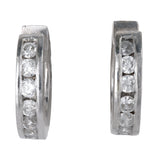 14K White Gold Diamon Channel Setting Mini Hoops