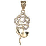 14K Yellow Gold Cubic Zirconia Openwork Flower Design Pendant