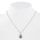 Silver .925 Amethyst And Diamond Necklace And Earrings Set