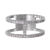 14k White Gold Double Bar Diamond Ring