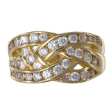 14k Yellow Gold Woven Channel Cubic Zirconia Ring