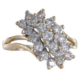 14K Yellow Gold Diamond Cluster Vintage Ring