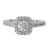 14K White Gold Diamond Solitaire With Accents Engagement Ring 0.93Ctw