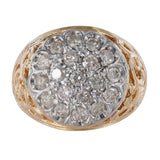 Vintage 18k Two-Tone Gold Filigree Diamond Cluster Ring