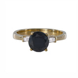 14k Yellow Gold Black Diamond Round Cut With Accents Baguettes Ring