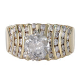 14K Yellow Gold Diamond Round Cut Center Of 1.75Cts And 50 Accent Diamonds Ring 2.25Ctw