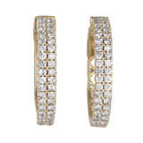 14K Yellow Gold Diamond 2-Row Hoop Earrings 1.52Ctw