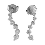 10K White Gold Diamond Graduated Curved Bar Stud Earrings