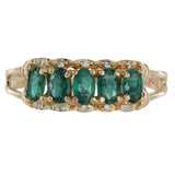 14K Yellow Gold Emerald Oval-Cut And Diamond Cocktail Ring