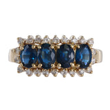 14K Yellow Gold Sapphire And Diamond Cocktail Ring