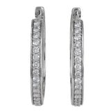 10K White Gold Diamond Hoops Earrings 0.51Ctw