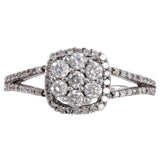 14K White Gold Diamond Floral Design Engagement Ring