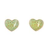 10K Solid Gold Resin Green Heart Earrings