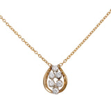 14K Yellow Gold Round Cut Cubic Zirconia Rolo Chain Necklace