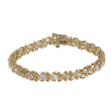 14K Yellow Gold Diamond X Design Tennis Bracelet 2.50Ctw