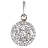 14K White Gold Diamond Cluster Round Pendant