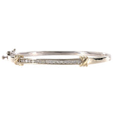 14K Two Tone Solid Gold Channel Set Diamonds Bangle Bracelet