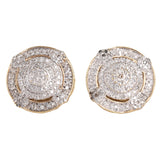 10K Two-Tone Solid Gold Diamond Round Earrings