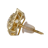 14K Solid Yellow Gold Diamond Single Stud Earring