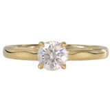 Anillo de compromiso con diamantes solitarios en oro amarillo macizo de 14 k