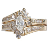 14K Yellow Gold Diamond Fashion Marquise Cut Diamond Ring