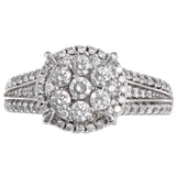 14k White Gold Diamond Cluster Engagement Wedding Ring