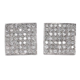 14K White Gold Cluster Diamond Cuff Links