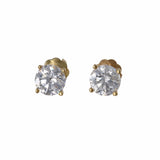 14k Yellow Gold Diamond Stud Earrings