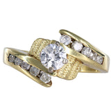 18K Yellow Gold Diamond Solitaire With Side Accents Engagement Ring