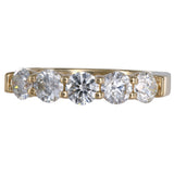 14K Yellow Gold Five Row Diamond Wedding Band Ring