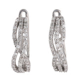 10K White Gold Diamond Twisted Huggies Earrings