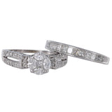 14K White Gold Diamond Princess-Marquise Cut Center Engagement Ring And Wedding Band Set