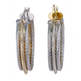 14K Two-Tone Gold Knife Edje Rope Hoop Earrings