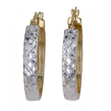 14k Two-Tone Gold Diamond-Cut Hoop Earrings