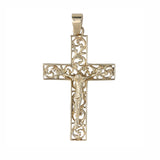 14k Yellow Gold Diamond-Cut Jesus Christ Cross Pendant 1.9"