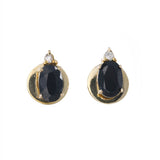 14K Yellow Gold Diamond And Onyx Stud Earrings