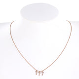 14k Rose Gold Diamond Lucky 777 Charm And Rolo Link Dainty Chain Necklace