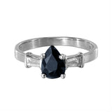 18K White Gold Sapphire Pear Cut And Diamond Ring