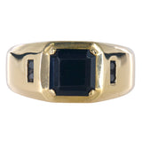 Anillo de oro amarillo de 14 k con diamante negro y ónix